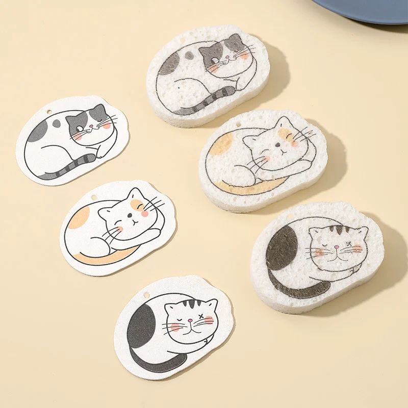 Animal Cute Cartoon Kitchen Cleaning Cellulose Sponge Clean Printed Wood Pulp Sponge Home Use Biodegradable Sponge