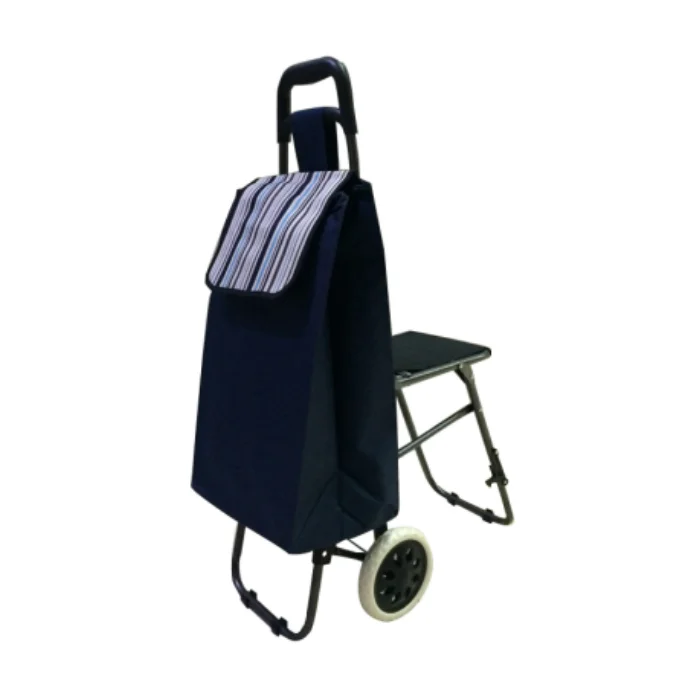 Shopping cart with seat large capacity and folding design for elderly travel convenience Shopping Trolley Cart