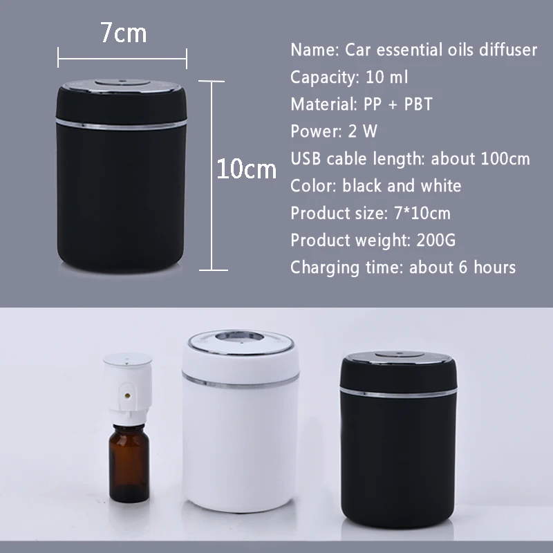 VSCENT Mini Car Aroma Diffuser Machine Essential Oil Electric White Black for Car USB Mini Silent Fragrance no need to Water