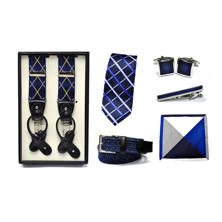 2021 лучшие продажи носовые платки оптом носки & Tieclip Giftset синяя волна точка мужчины галстук