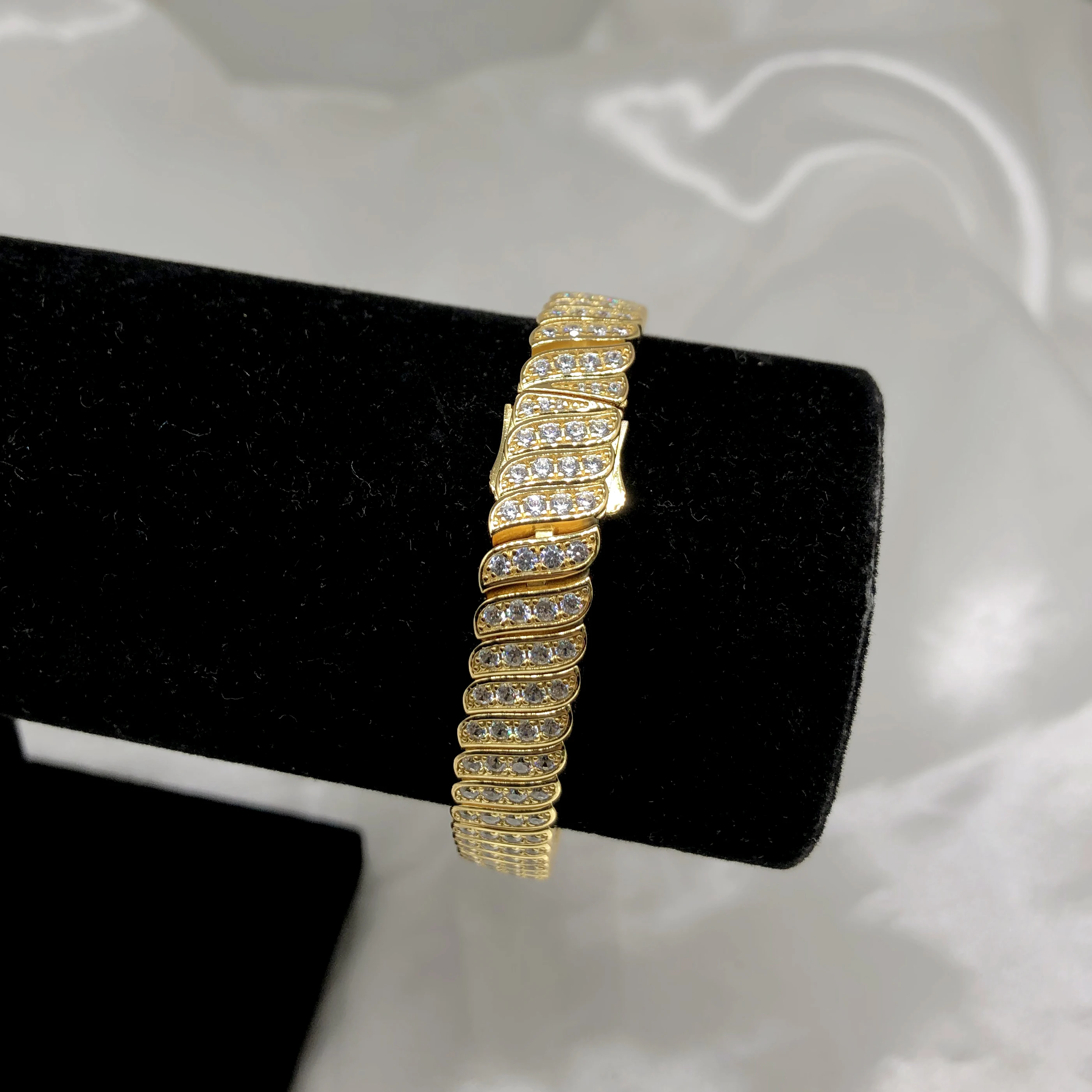 Fine Bangle Chunky Vintage Tennis Charm Snake Gold Plated 925 Sterling Silver Cuban Strap Chain Bracelet Men