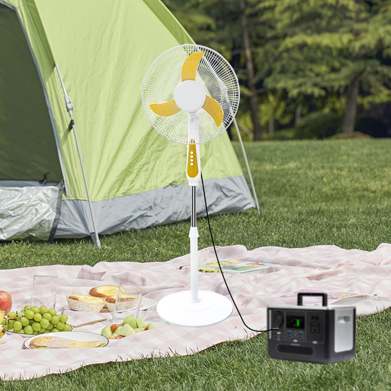 Household Outdoor Height Adjustable 16Inch 12V DC Electric Fan Floor Standing Fan With Solar Energy System