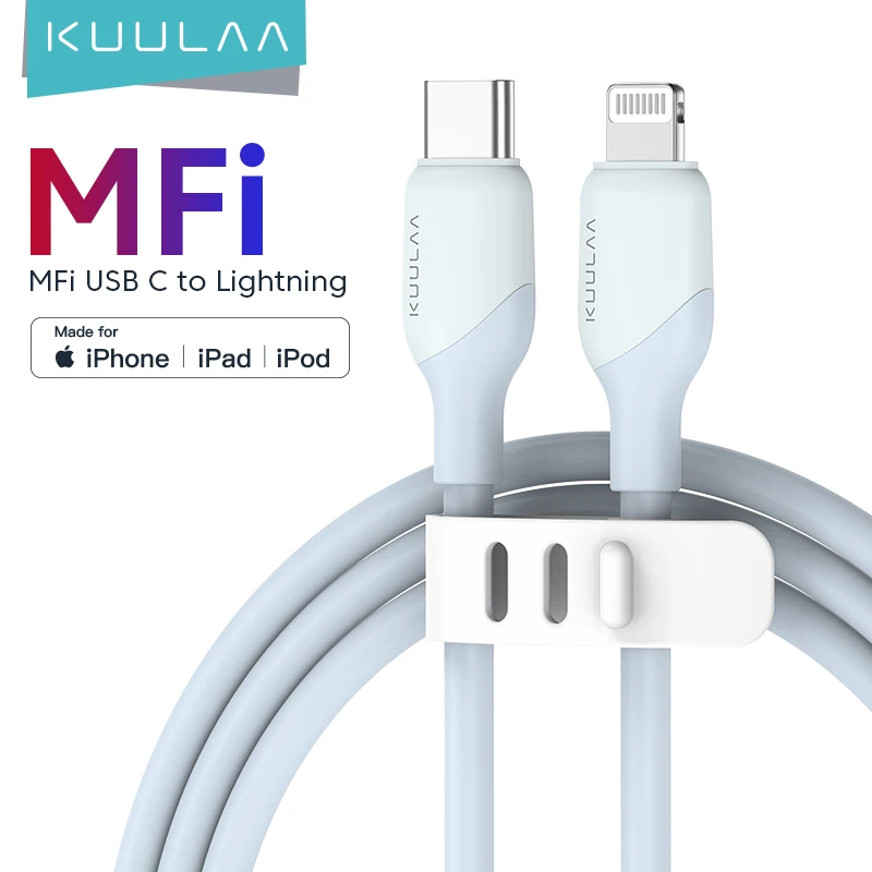 KUULAA мягкий силиконовый MFi USB C к L зарядный кабель PD30W Быстрая зарядка для iPHONE iPAD