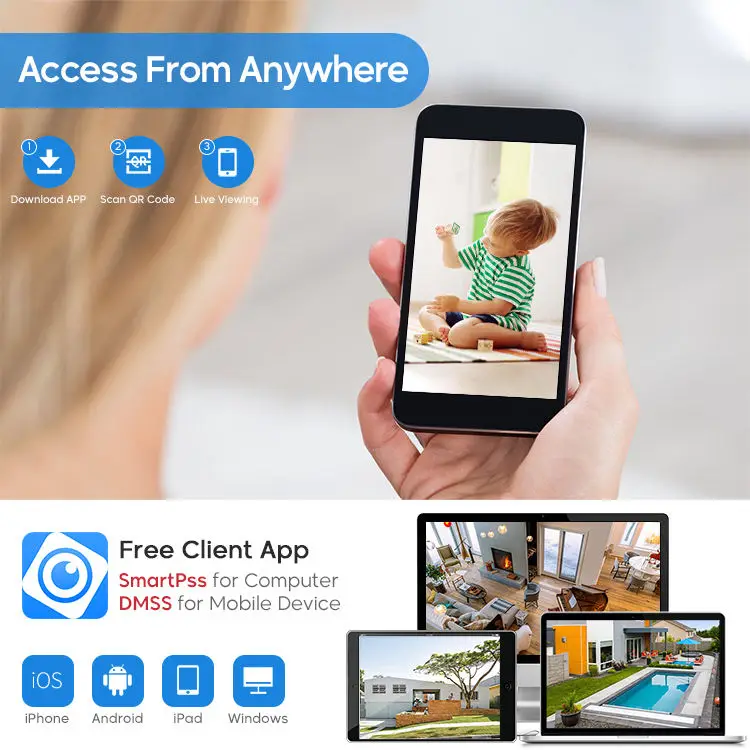 OEM DAHUA 5MP 8MP Motion Detection Starlight Black Turret Eyeball Network Camera 4MP 4K 6MP POE IP67 Bullet IP Camera