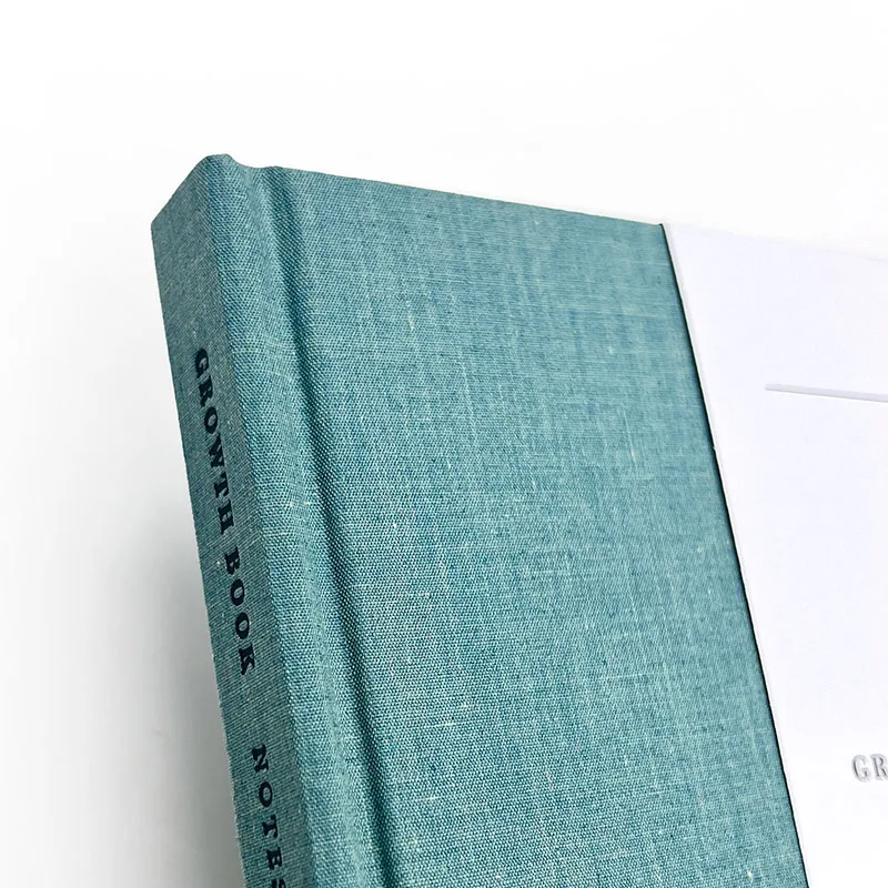 Wholesale Personalized Debossed Logo Linen Hardcover Journal Fabric Cover book printing with belly band