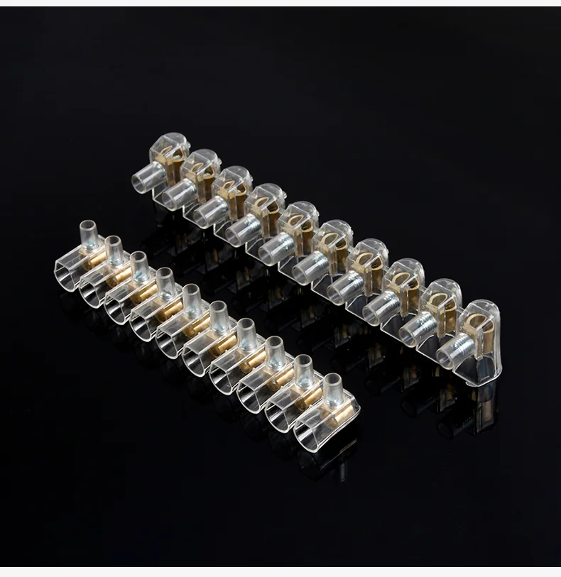 Jesiro Universal Widely Used Pc Housing Transparent Terminal Block 10 Position 1.5-16mm2 Brass Contact Connector Wire