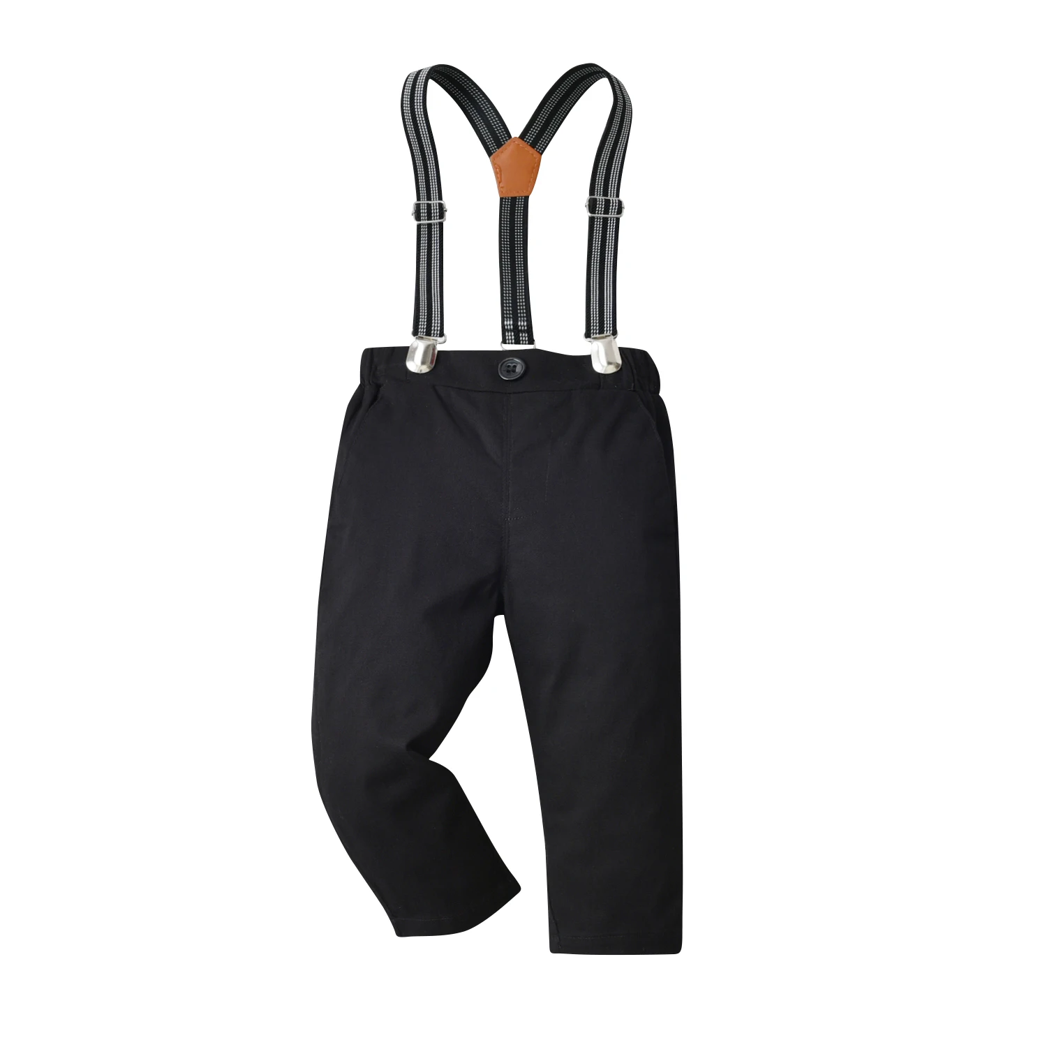 Special design white shirt black vest overalls three-piece baby boy formal clothing dress boys suit set