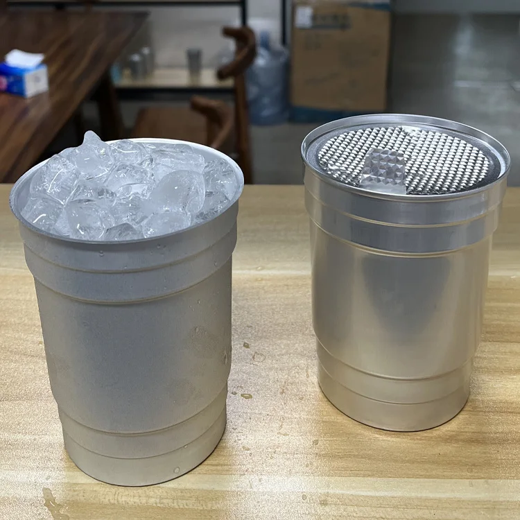 100% Recycledportable Sturdy Disposable Company Promotion Gifts Aluminum Cup Custom Logo Metal Cup With Lid