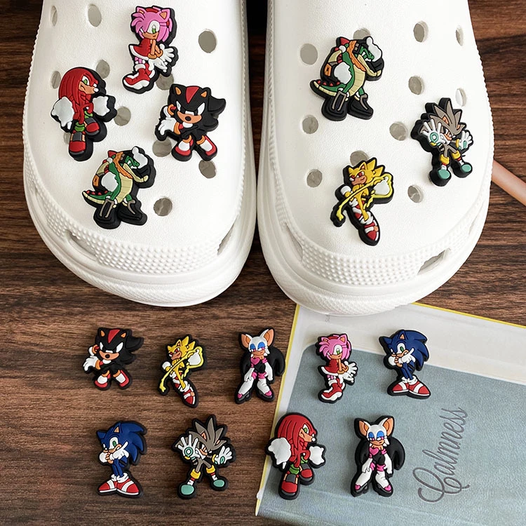 2022 New Designer Wholesale Luxury Anime Cartoon Sonic Game Croc charms for Kids Croc Shoe Decoration Charms Accessories