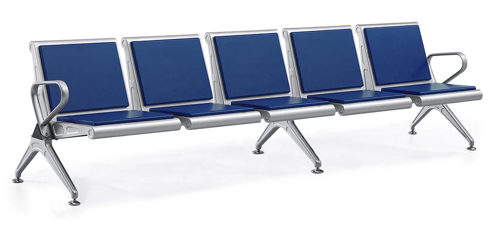 Luxury PU 2 Seater Leather Stainless Steel Guest Waiting chair Chrome Plated Three Seater Bench Hospital Patient Waiting Chair