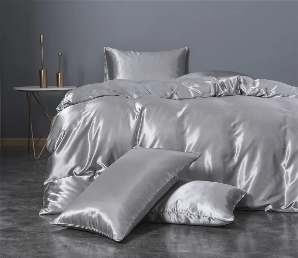 Cheap 100% Polyester Wedding Duvet Cover Set Solid Color Bedding Set Silky Touching Duvet Cover Set With Low Moq