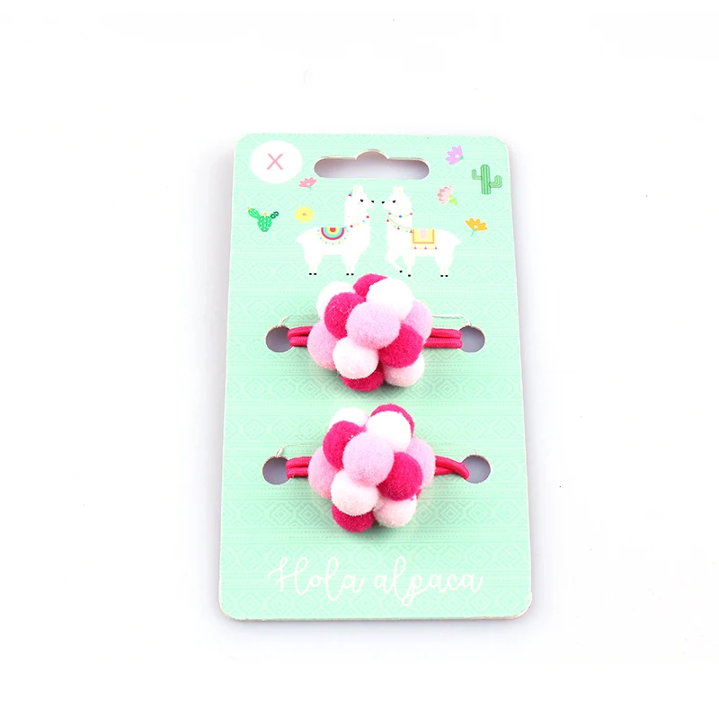 Yifan Alpaca Hair High Quality Small Fluffy Pom Pom Ball Elastic Hair Band Decoration Children Hair Tie Set
