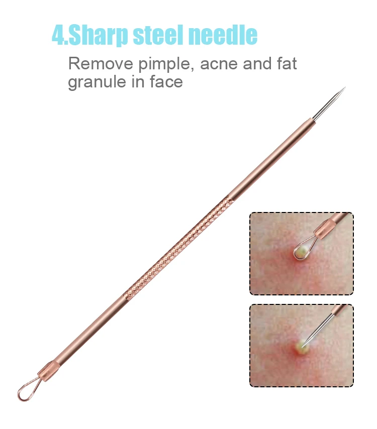 Professional Skin Care Tool 4PCS Stainless Steel Blackhead & Pimple Extractor Acne Remover Kit