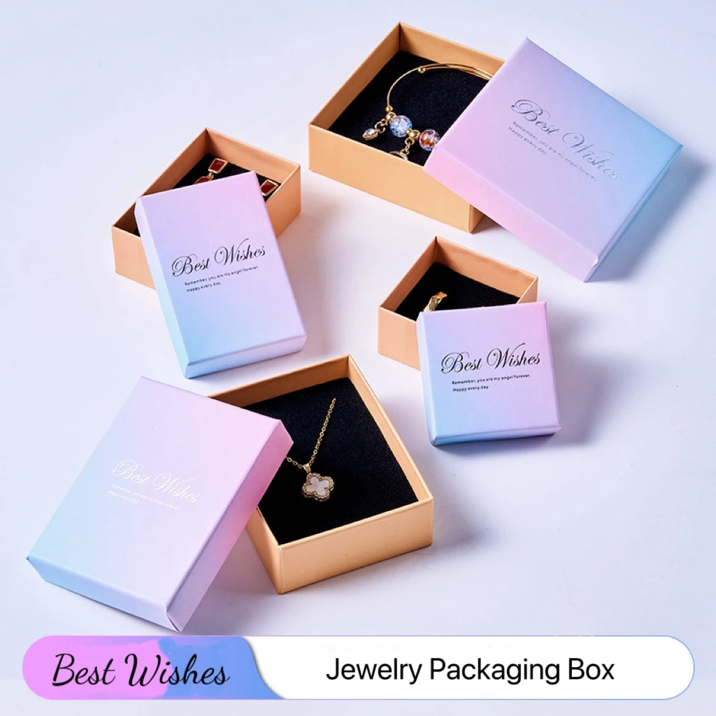 Luxury Pink Ring Earrings Bracelet Pendant Jewelry Packaging Paper Box Necklace Jewelry Boxes With Jewelry Bags