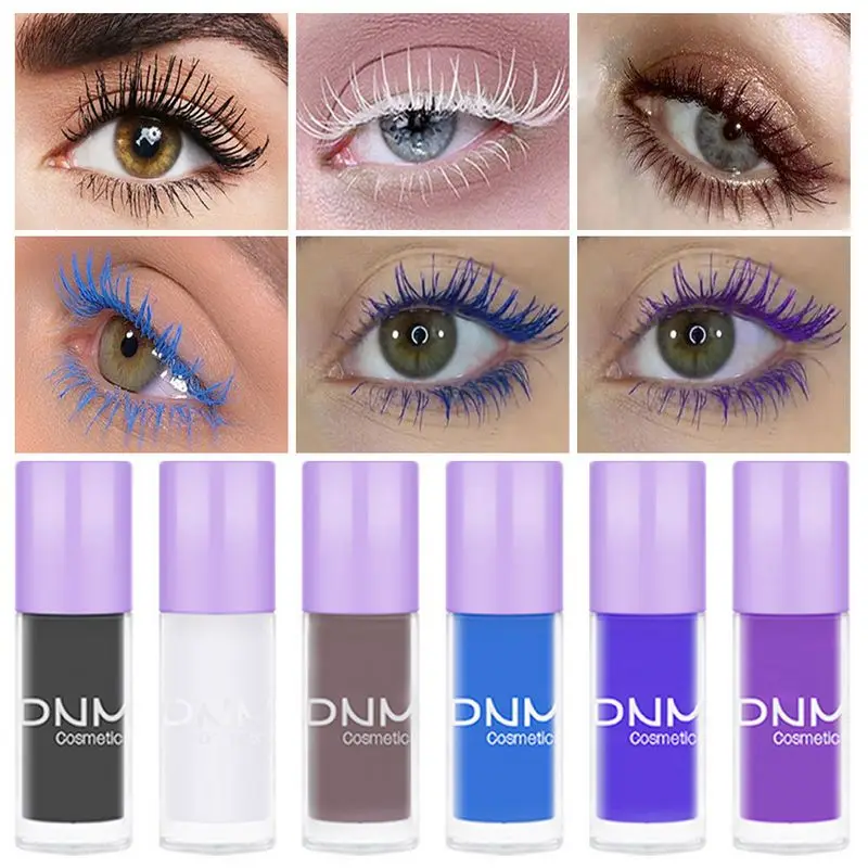 DNM Eyelashes Curling Extension Purple Blue White Mascara Non-smudge Fast Dry Long-lasting Holiday Party Makeup Mascara