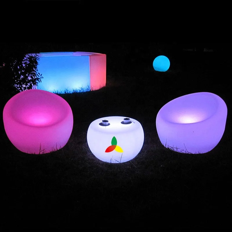 Glowing Colorful LED Light round Coffee Table Short Bar Table Apartment Club Restaurant Home Lounge Night Club