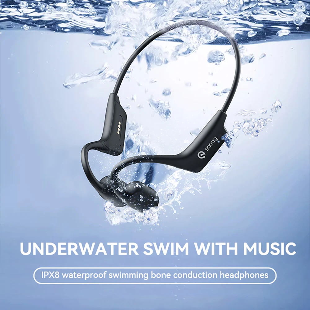 Sanag B30SPro Over-ear Headset Running Built-in 16g/64g MP3 Bone Conduction Headphones IPX8 Waterproof Sweatproof for Sports