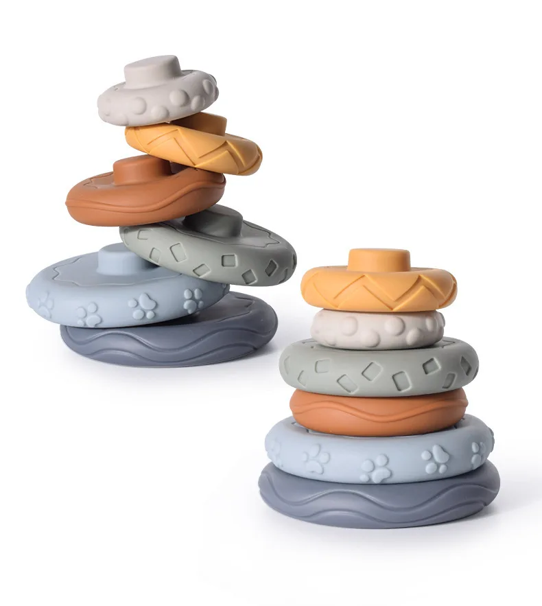 Baby Stacking Squeeze Soft Rubber Matching Bowling Ball Stacking Animal Roller Bowling Toys Shape Game Silicone Education Toy