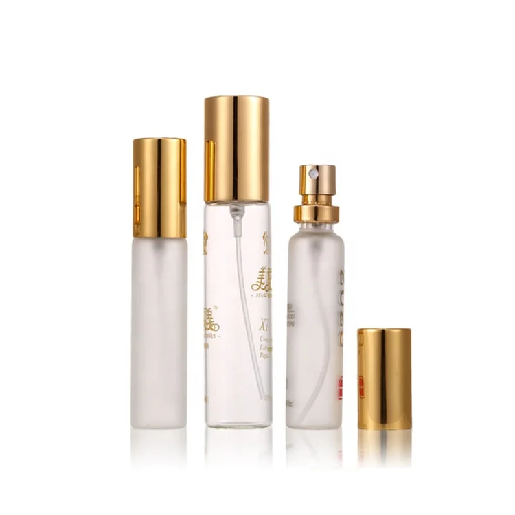 Custom made logo 15ml 20ml crimp neck mist sprayer pump over caps empty frosted transparent glass perfume spray bottles