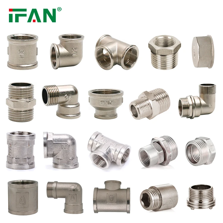 IFAN Plumbing Brass Fitting Thread Elbow Nipple Coupling Water Tube Fitting Connector Brass Joint Pipe Fitting