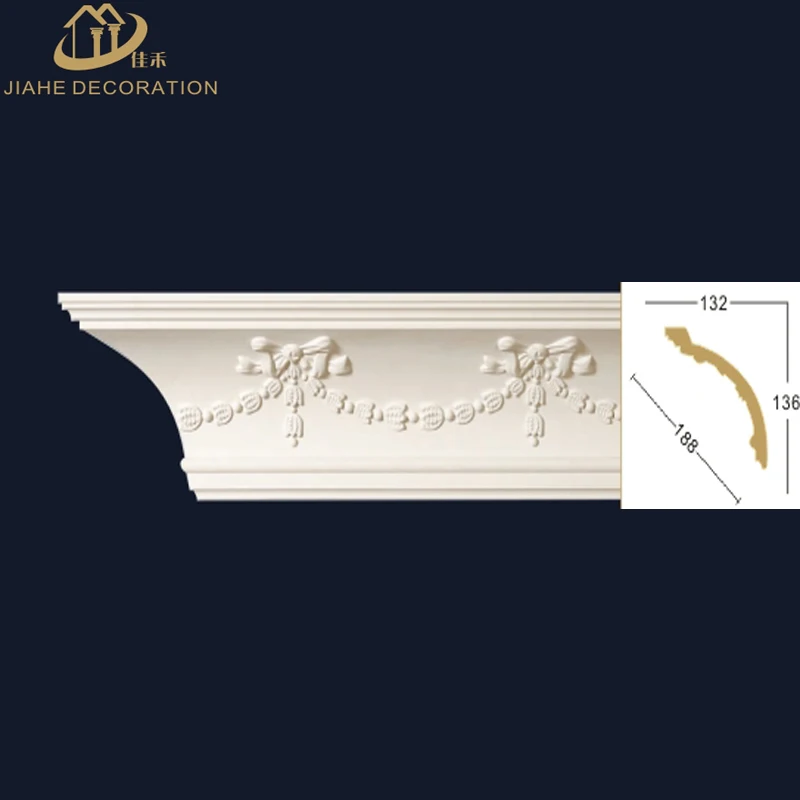 
Deluxe Tassel design wider face carved 3D polyurethane /PU foam cornice moulding for interior decor 
