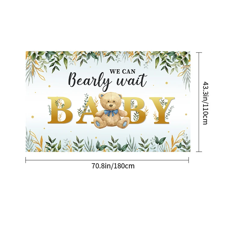 Baby Shower Backdrop Gold Oh Baby Background Green Eucalyptus Baby Shower Party Cake Table Decoration Banner Photo Booth Props