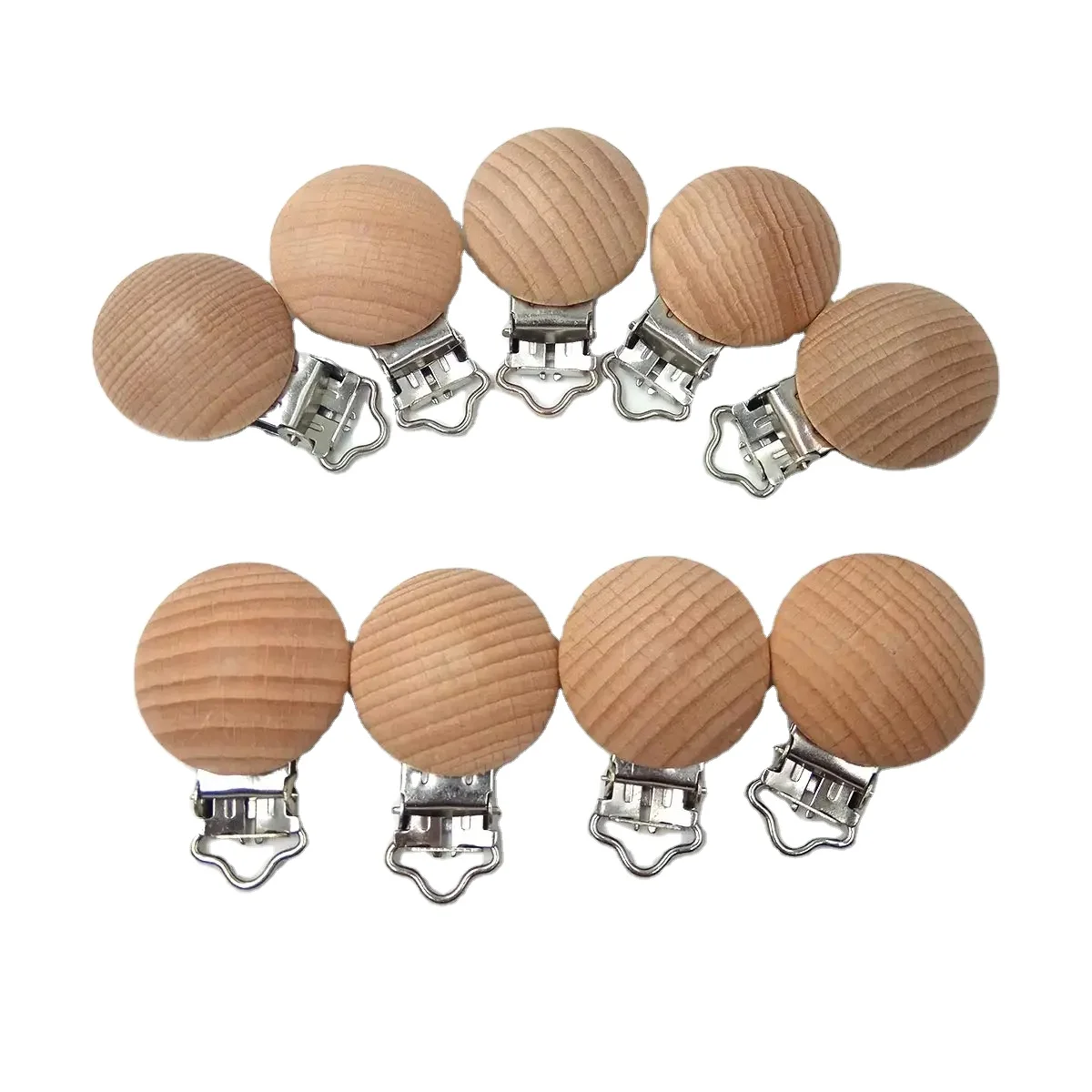 Custom 30-35mm Natural Beech Wood Round Pacifier Clip DIY Wooden Toy Jewelry Accessories Baby Teething Soothing Tool