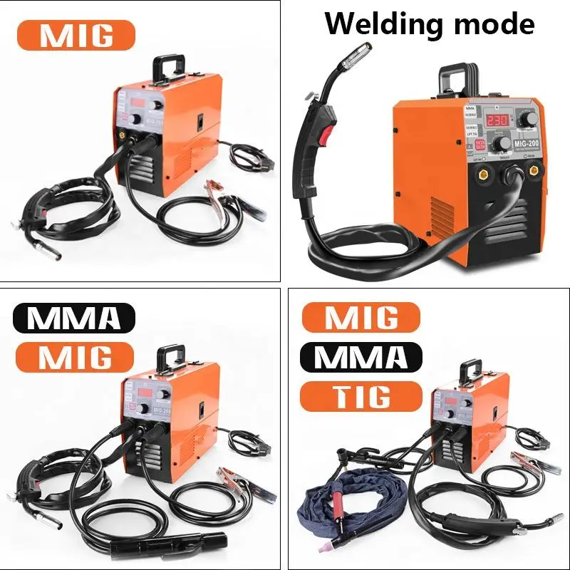 Mig Welder Tig Arc 220V Mig 200 Welding Machine 0.8 Flux-cored 1.0 LIFT TIG Synergy Control 3 in 1 Portable Machine