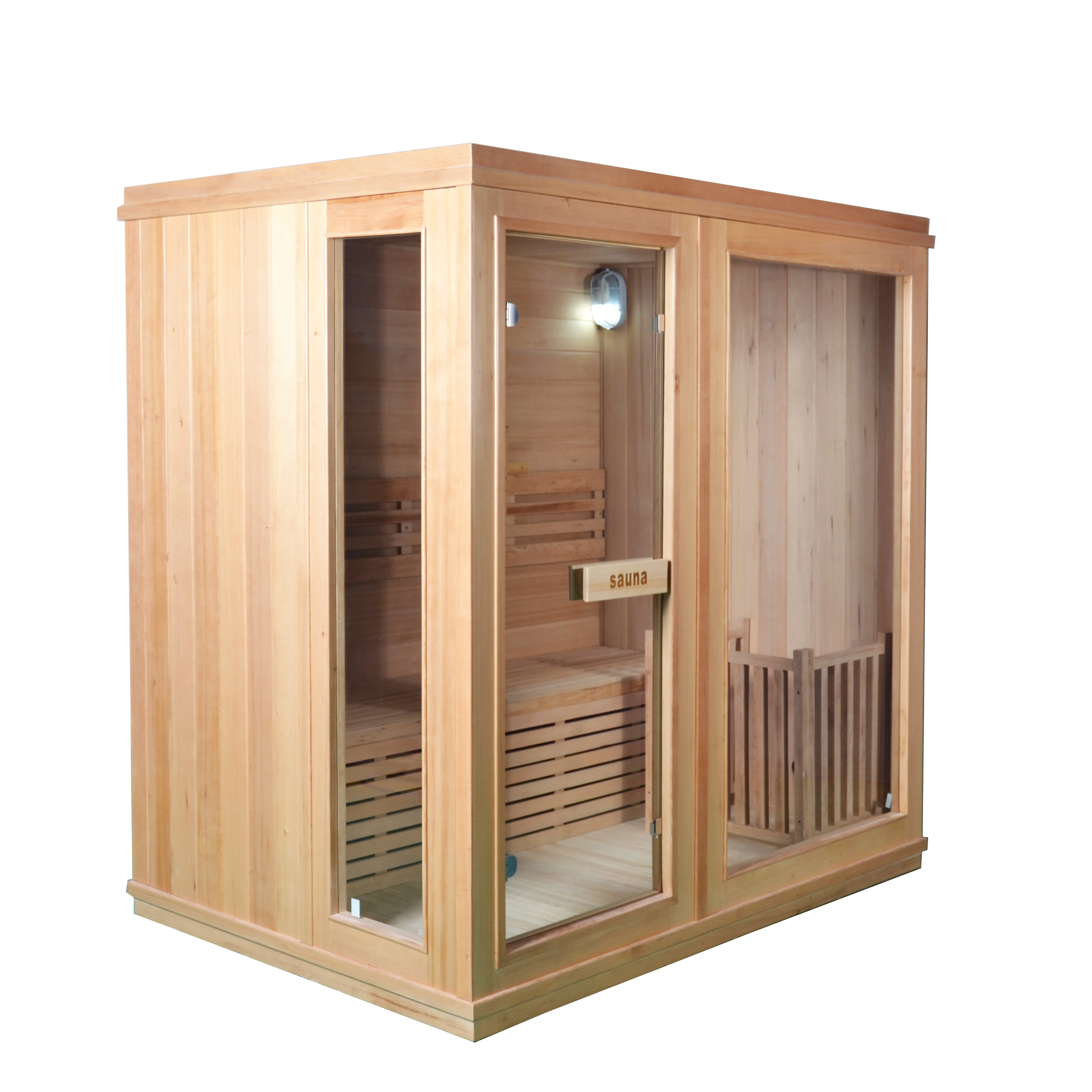 Indoor Use Traditional Steam Sauna Room With Three Person Spa