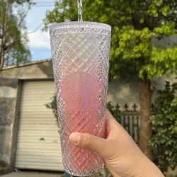 Новинка 2022, кружка с драгоценными камнями 24 унции, кружка с двойными стенками для холодного кофе, кружка с алмазным стержнем, кружка с соломинкой