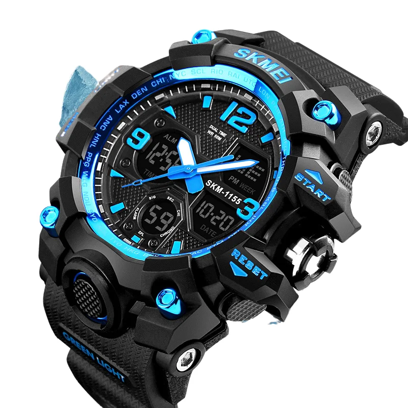 Dual Time Digital Men Sport Watch For Wholesale Free Shipping For Usa