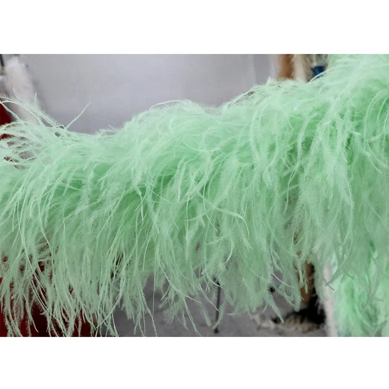 Dyed 10 ply plumas supplier white pink green ostrich feather boa for Craft women cloth dress carnival party