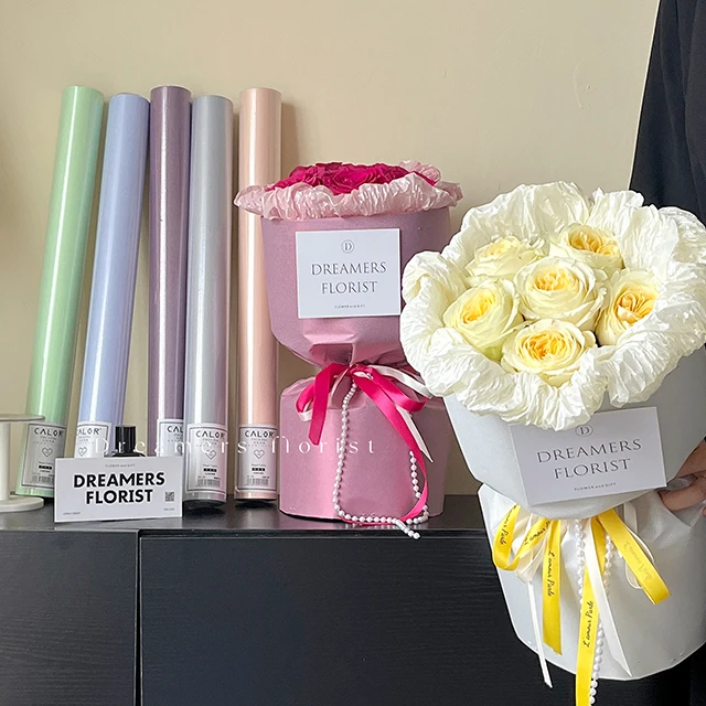 CALOR Shiny Flower Wrapping Paper Florist Gift Paper Bouquet Paper
