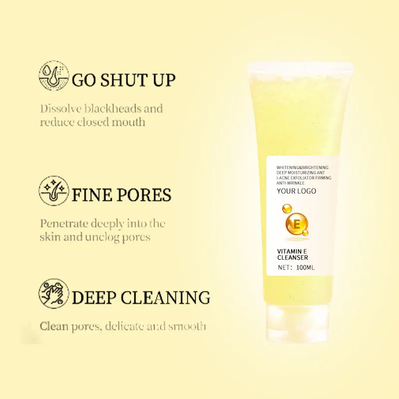 Custom Logo Skin Care Anti-Aging Peeling Face Wash Moisturizing Skin Amino Acid Two Crack Yeast Facial Cleanser