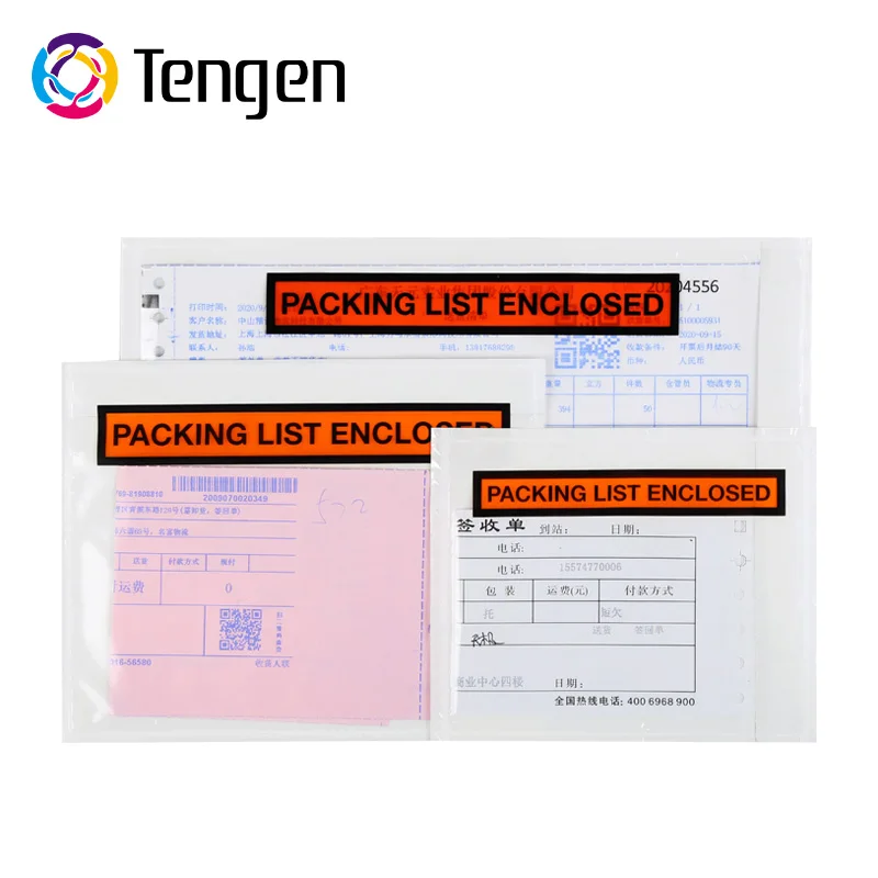 Self Adhesive Waybill Envelope Sideways Loading Shipping Mailing Packing List Plastic Pouch