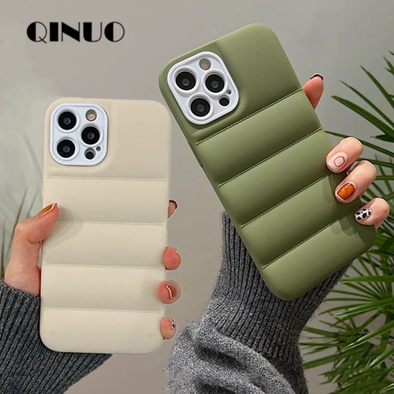 Luxury Matte The Puffer Case For iPhone 11 12 13 Pro XS Max X XR 7 8 Plus Down Jacket Mobile Phone Shell Soft TPU Silicone fund