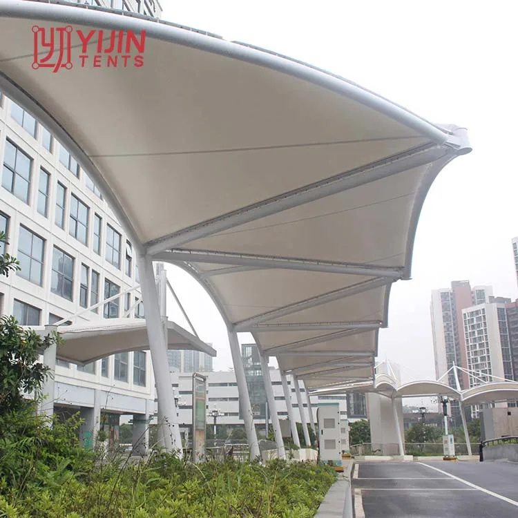 Waterproof tesioned pvdf architecture membrane structure car parking shed roof