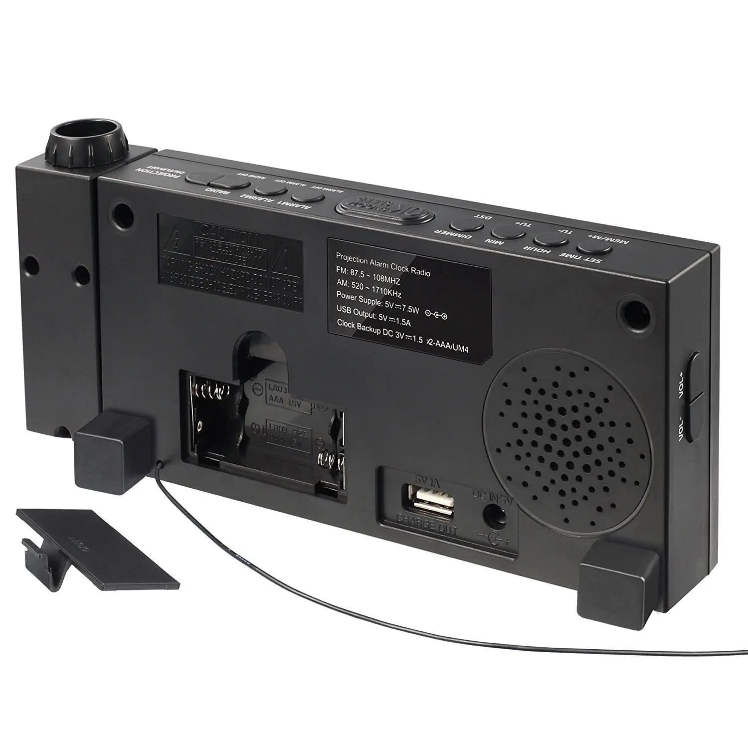 Factory Directly Sale Hotel Snooze Dimmer Digital FM Radio Alarm Clock with Projector