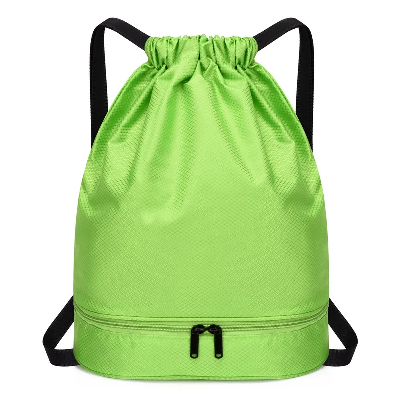 Waterproof Polyester Drawstring Gym Backpack Bag Durable Sport Gym Sack with Wet Compartment