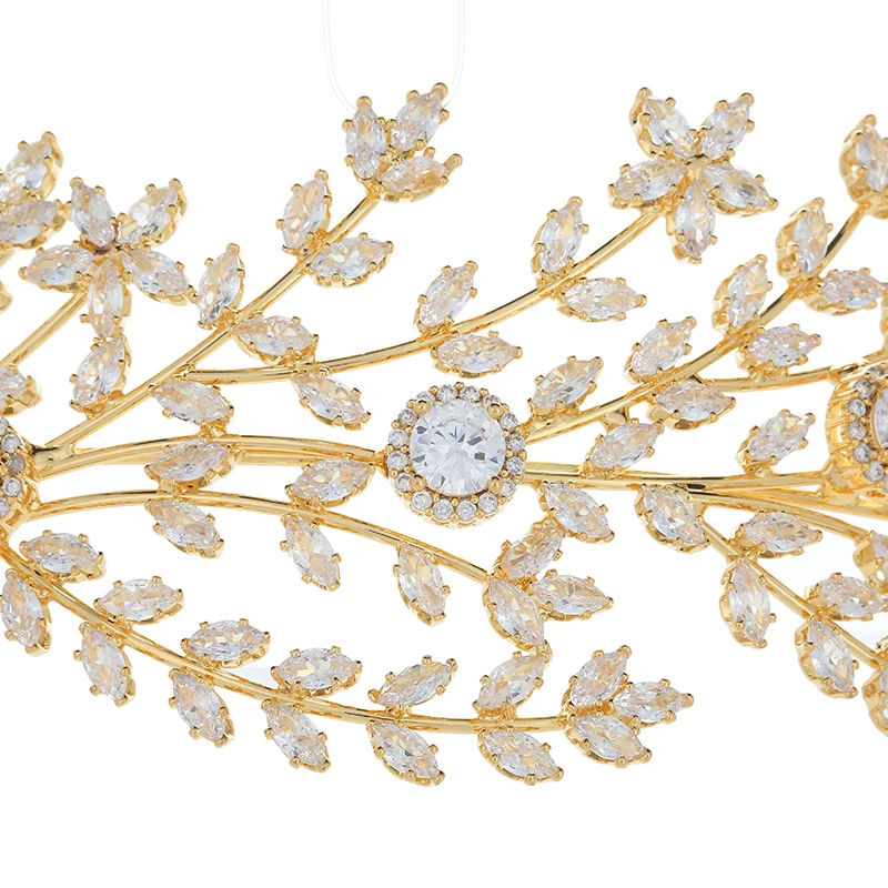 Crown Headband Charm Romantic Leaf Shapes Design Zirconia Hair Comb Accessories for Women Wedding Party BC5367 Corona Princesa