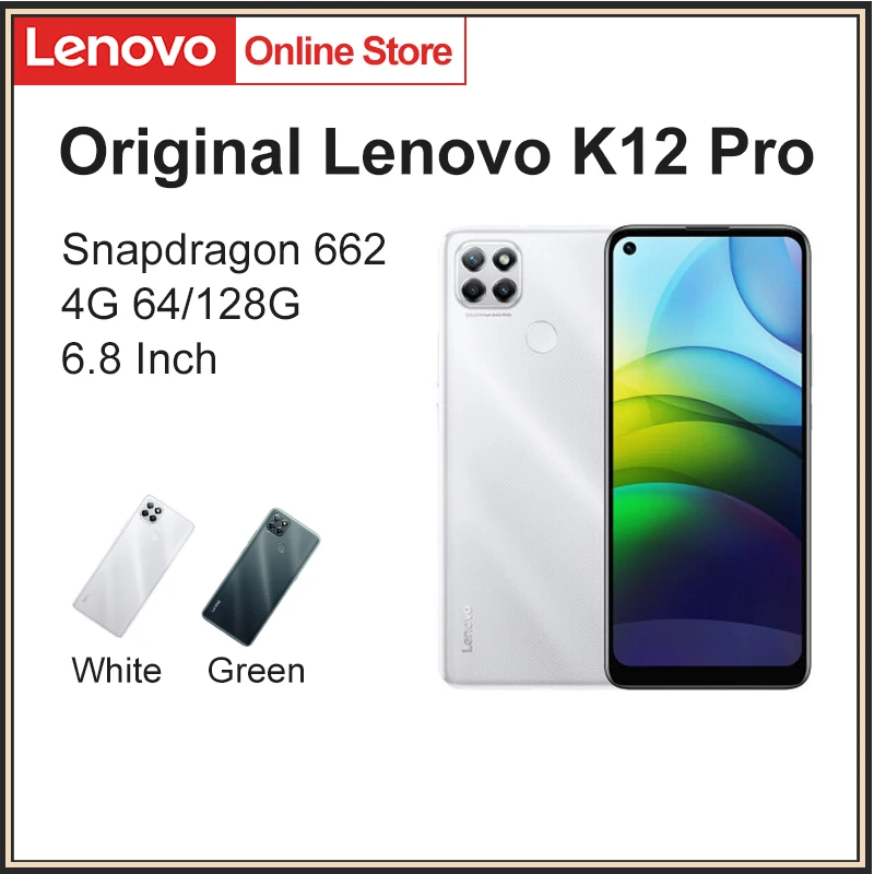 Original unlock Lenovo K12 Pro phone 4G RAM  64G or 128G ROM Snapdragon 662 Octa-core 6000mAh smartphone