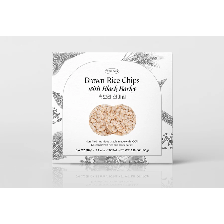 WELLINUS Korean Wholesale Asian Delicious Grain Snack Crispy Nutricious Brown Rice Chips with Black Barley