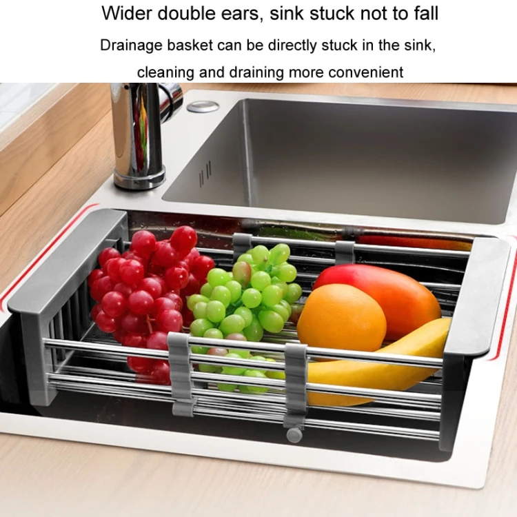 Cheaper price Home Kitchen Drainage Rack Stainless Steel Retractable Sink Shelf Flatware Storage Organizer