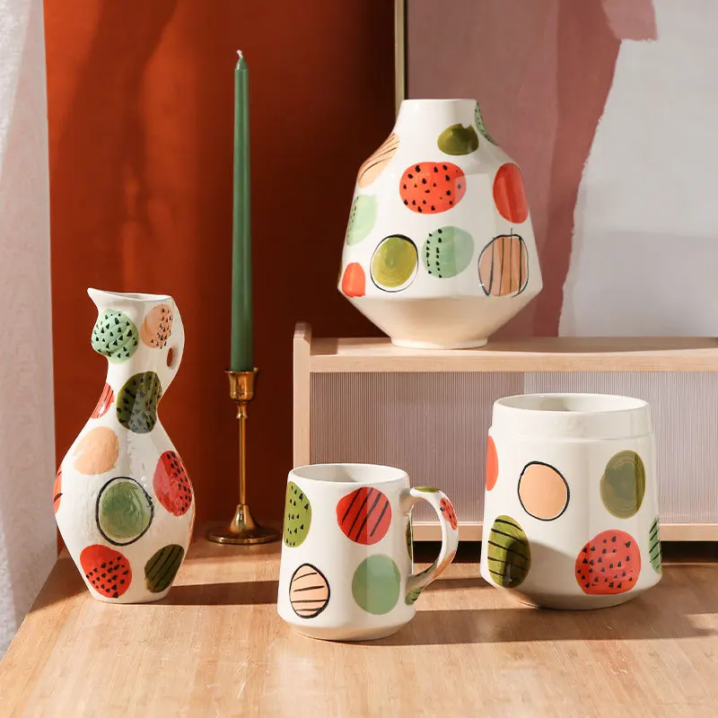 High aesthetic painted vases for home, living room, study, hydroponic flower arrangement, Nordic style minimalist ceramic vases