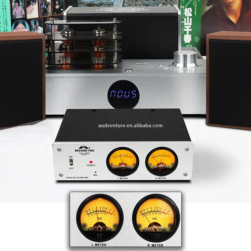 Turntable vinyl record player amplifier MIC line Double Analog VU Meter