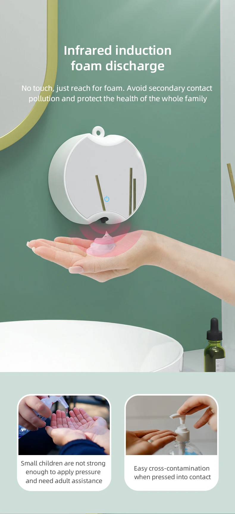 350Ml Home Washroom Sensor Soap Dispenser Foaming Refill Wall Mounted Automatic Smart Soap Dispenser