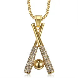 High Polish Stainless Steel Metal High Quality Gold Silver Plating Baseball Pendant Necklace