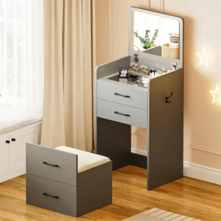 3 in 1 Vanity Desk with Plip Top Mirror,Compact Makeup Vanity with 3 Drawers Cushioned Tool  Manufacturers