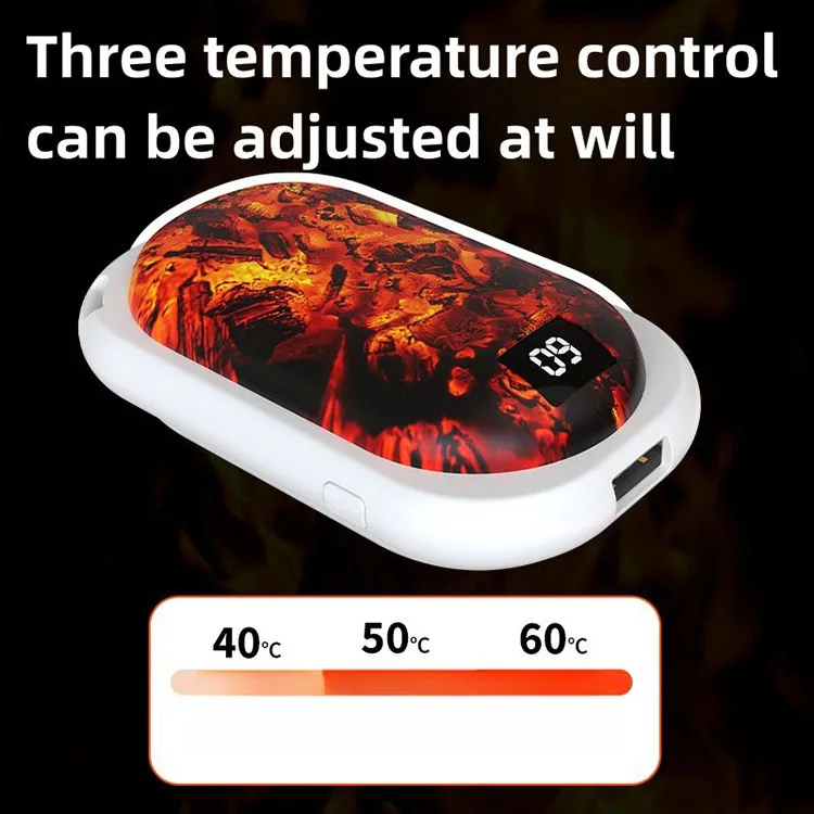 2 in 1 Flame Hand Warmers USB Rechargeable,Portable Electric Pocket-Sized Hand Warmers Reusable 3 Heat Settings