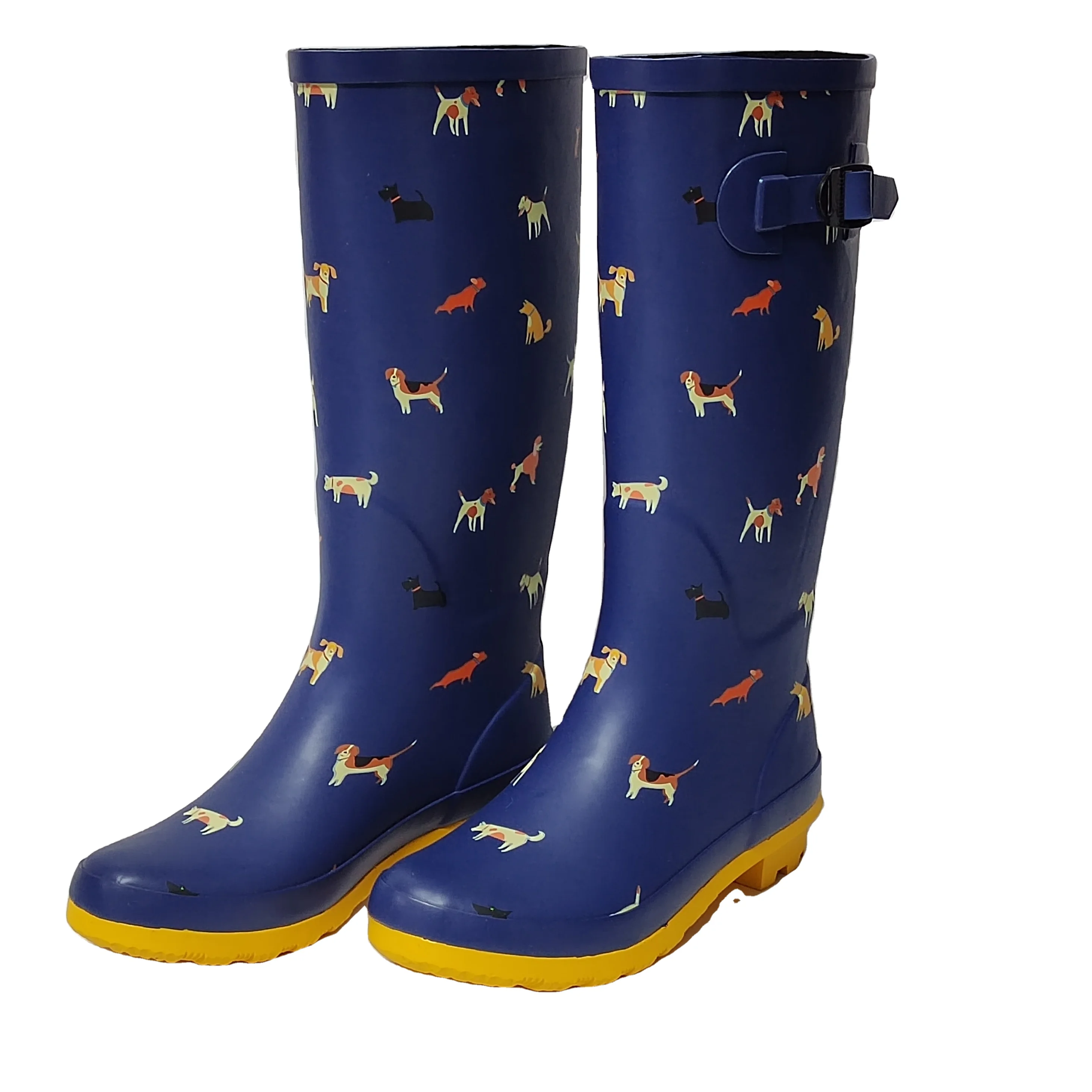 dog printed waterproof fashion rubber rain boots for women